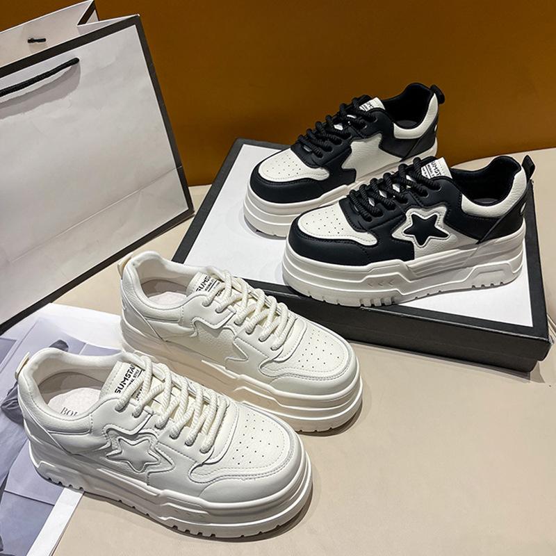 Thick Bottom Hight Increasing Board Shoes Leather White Shoes Children's Spring and Summer New Leisure Sneaker Platform Shoes