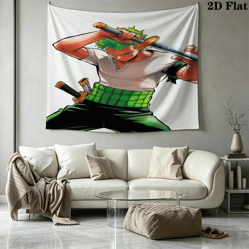 One Piece Roronoa Zoro Wall Tapestry Aesthetic Wall Hanging Printed Fabric Blanket Decorative Tapestries For Bedroom Living Room Home Decor