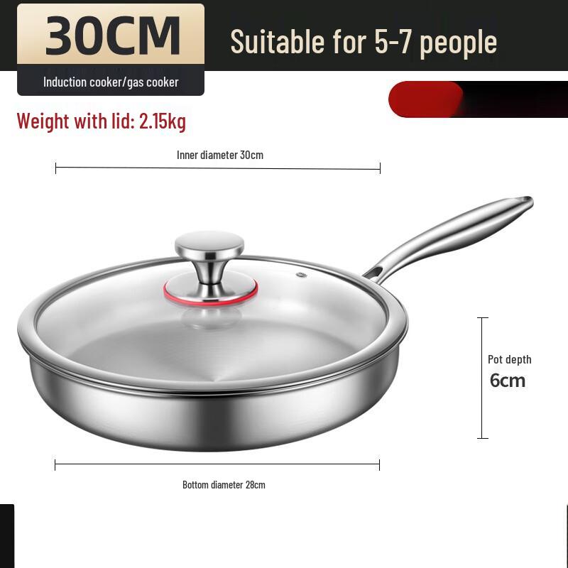 Wutuo 30cm Titanium Alloy Non-Stick Frying Pan with Lid
