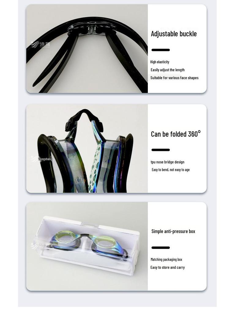 Colorful HD Electroplated Unisex Swimming Goggles - Waterproof, Anti-Fog, Small Frame, Comfortable for Diving and Training