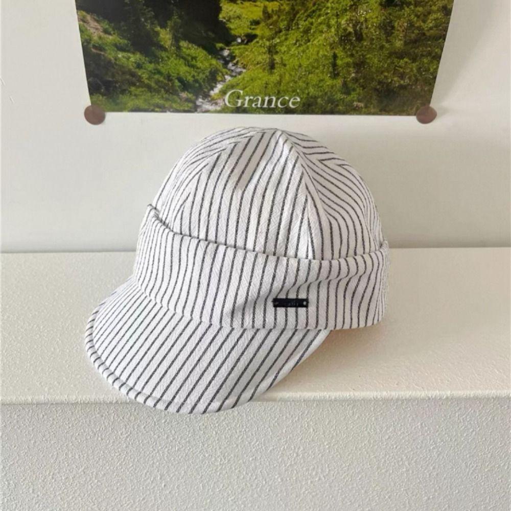 Versatile Striped Peaked Caps Korean Newsboy Hats Vintage Strip Baseball Cap  Female