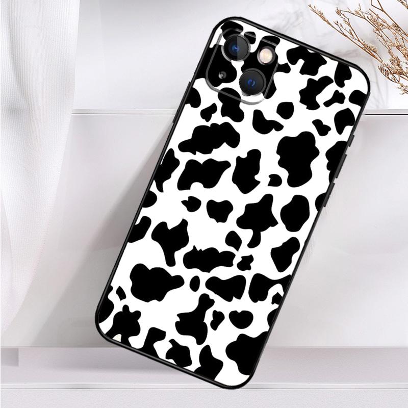 White Black Cow Print Shockproof Case For iPhone 17 15 16 Pro Max 11 14 Plus 12 13 Mini 16e 17 Air Phone Cover