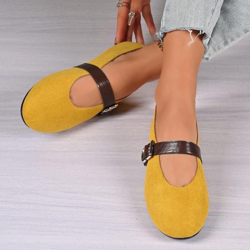 Woman Casual Single Shoes Round Toe Large Size Ladies Retro French Mary Jane Dress Ballet Flat Solid Comfortable Shoe Topsiders