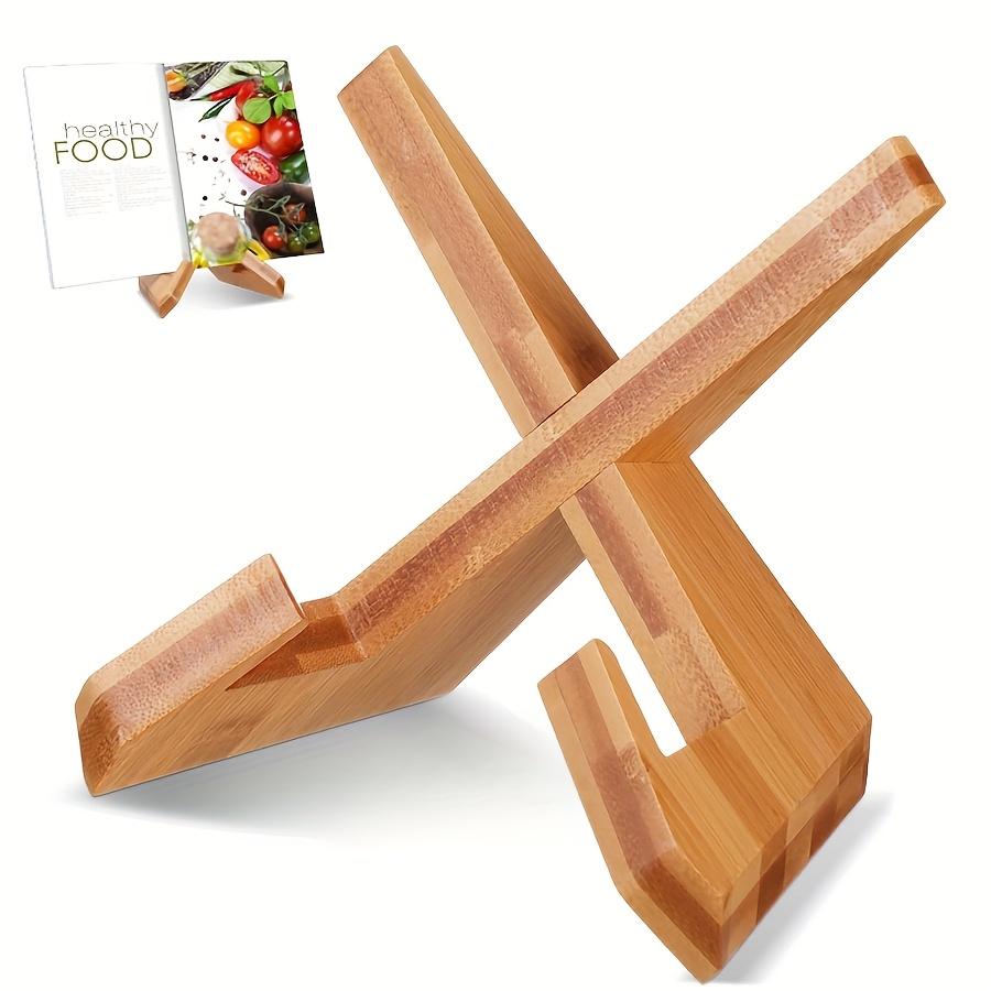 Multifunctional Shelf Cookbook Stand, Wooden Recipe Book Holder, Cook Book Stand for Kitchen Counter, Multifunctional Display