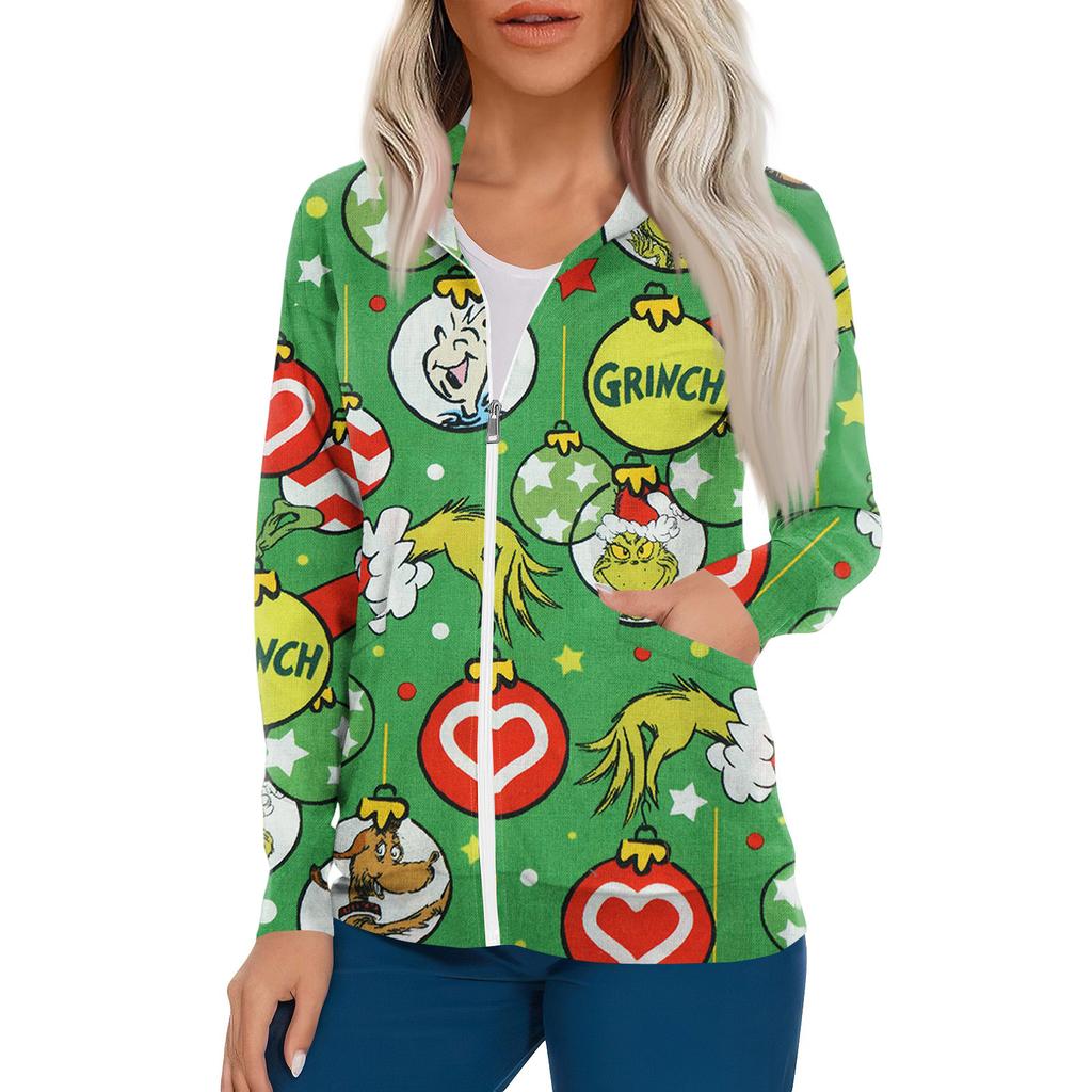 Women Long Sleeve Pattern Pocket Working Stand-up Collar Single-breasted Protective Overalls Cardigan Jacket Top