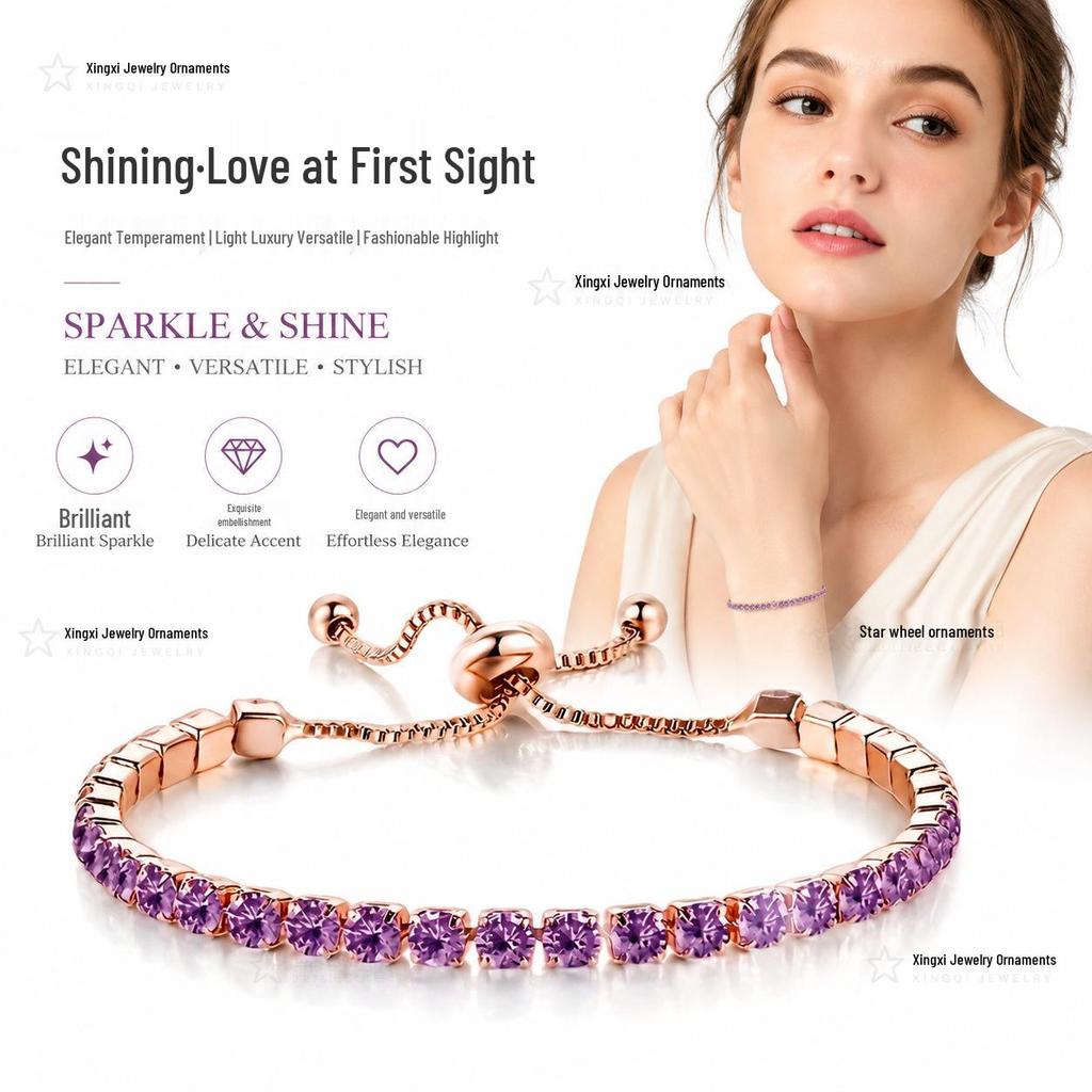 Women's Fashion Zirconia Paved Bracelet with Sliding Clasp - Elegant, Versatile Jewelry Gift