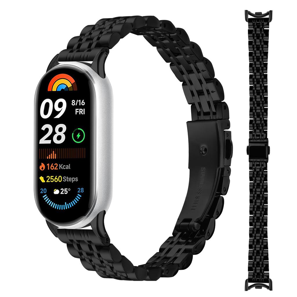 Correa de Reloj Para Xiaomi Smart Band 10/9/8, Correa Fina de Acero Inoxidable de 7 Perlas