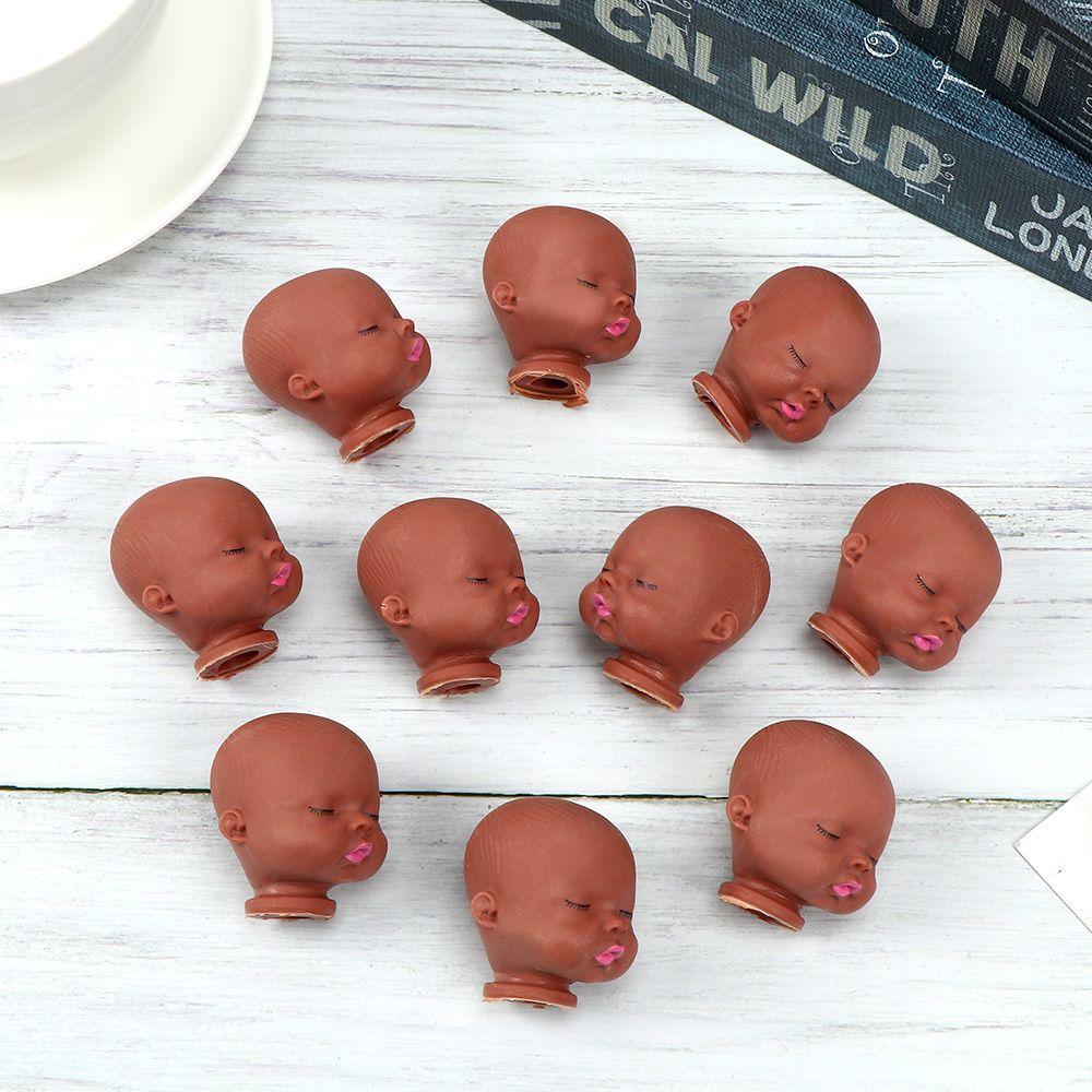 10PCS Sleeping Baby Mini Doll Heads Red Pink Lips With Nipple Feeder Face Toy Parts DIY Accessories Handmade Material Craft