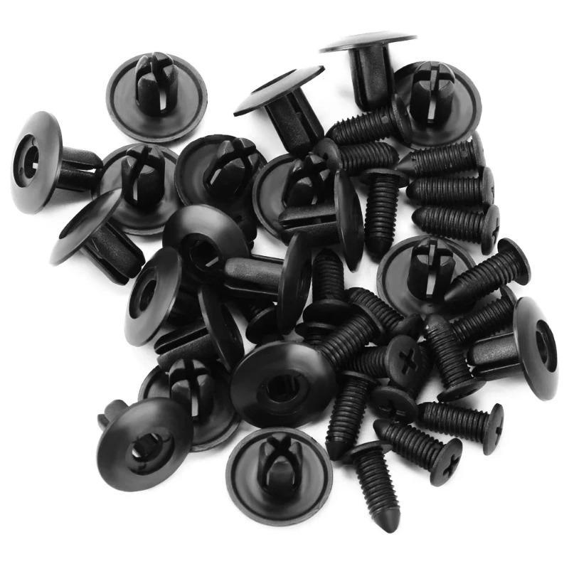100pcs/set Car Bumper Fender 8mm Hole Plastic Rivets Fastener Screw Door Trim Panel Retainer Fastener Clips Car Accessories
