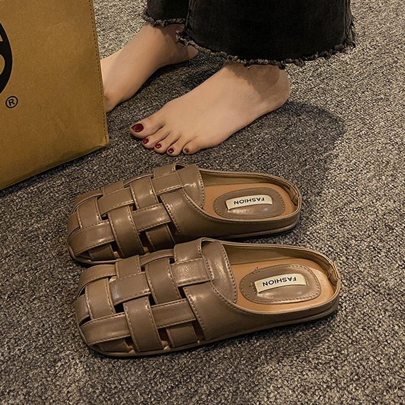 

Офисные тапочки женские летние для улицы на одном педале новая сумка-головка полушлепки универсальные повседневные сандалии 40