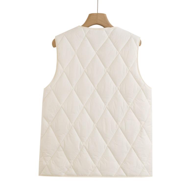 Fattened and Enlarged Size Medium and Old Women's Vest New Outer Wear Rhombus Vest Down Cotton Vest Loose Warm Jacket