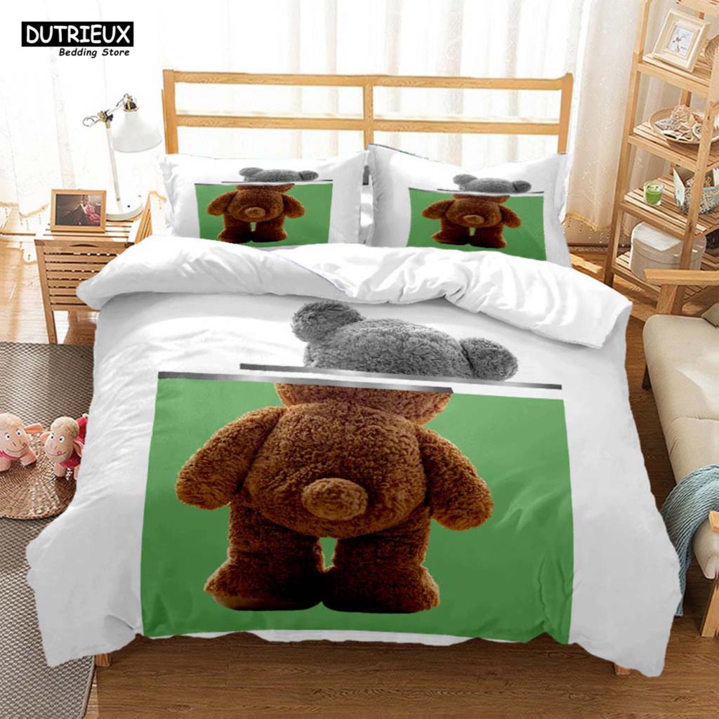 Cute Little Bear Printed Polyester Soft And Comfortable  Comforter Bedding Sets For Children  Complete Size Customizable