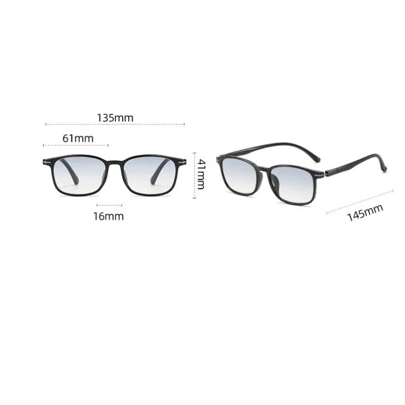 Unisex New Square Frame Photochromic Reading Glasses Sunglasses 2 In 1 Gradient Color Lenses Uv Protection Presbyopia Glasses