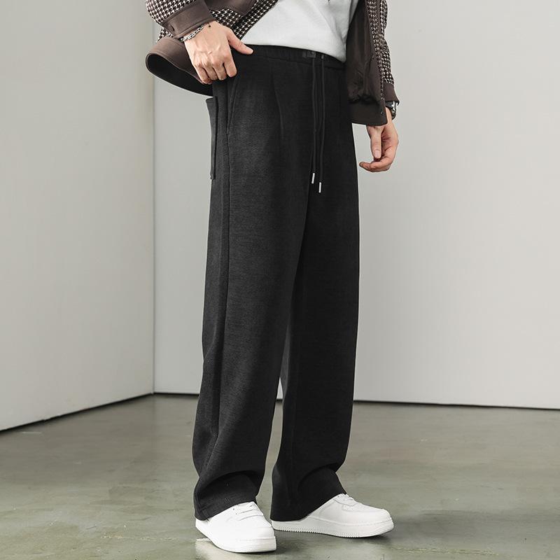 Autumn light luxury straight casual pants men's new high-end drawstring long pants are supple