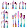 Rainbow Silverware Set for 6, 30-Piece Stainless Steel Flatware Set, Shiny Rainbow Metal Cutlery Set, Include Fork, Knife and Spoon Set