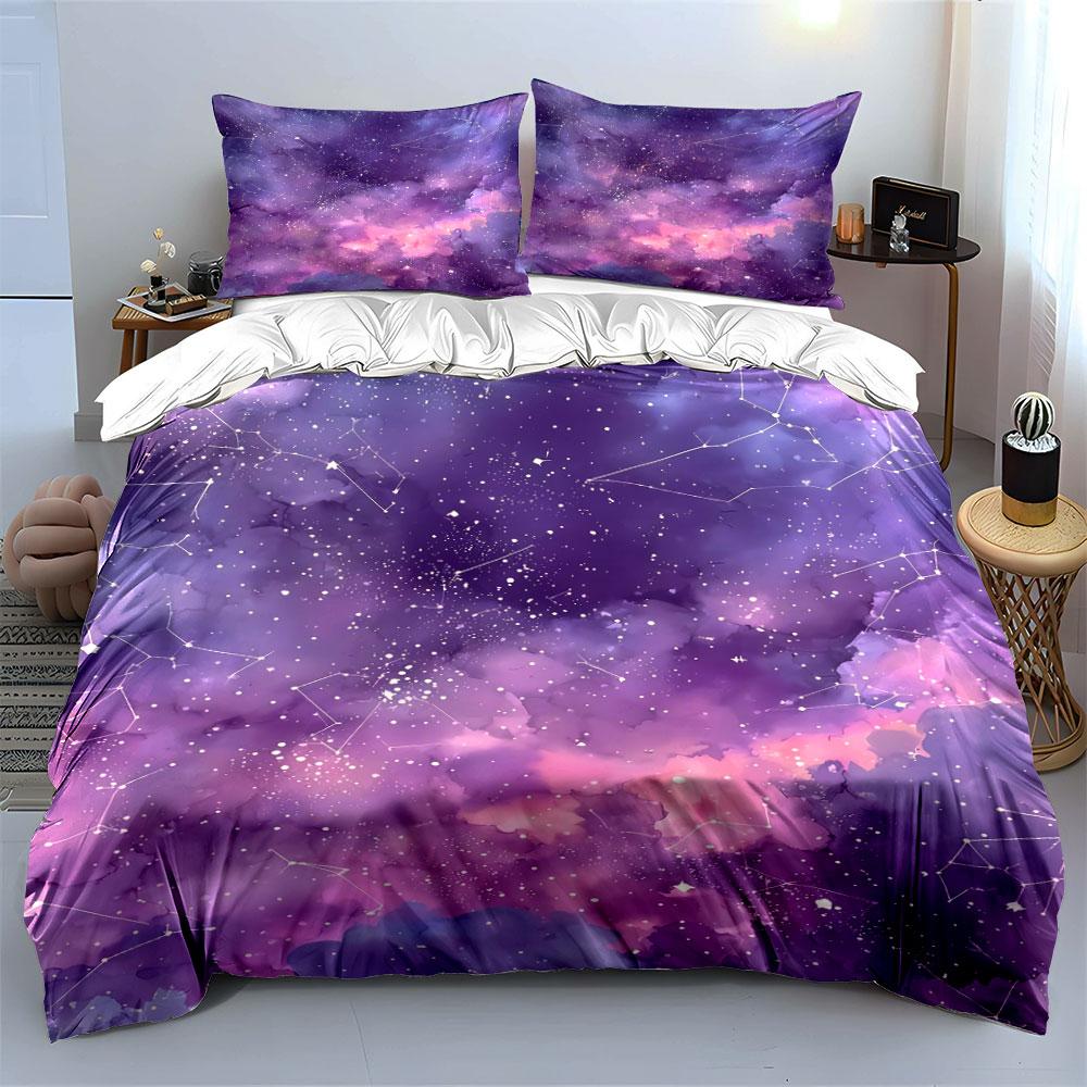 Purple Galaxy Constellation Set Bedding Duvet Cover Set Duvet Cover Pillowcases (1 * Duvet Cover 2 * Pillowcases, without duvet insert)