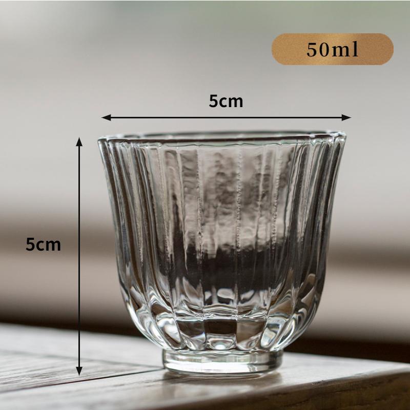 Japonský žáruvzdorný skleněný okvětní lístek Šálek vůně Průhledný svislý šálek na šálek Single Master Cup Šálek na víno Small Sake