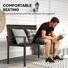 2 Seater Rattan Garden Bench, Outdoor Bench with Quick-Drying Cotton Padding, Wicker Garden Loveseat with Armrests, Steel Frame for Patio, Park