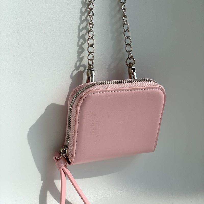 

Korean Ins Style Fashionable Women s Short Square Bag Simple Chain Cross-body High-end Card Change Purse рожевий