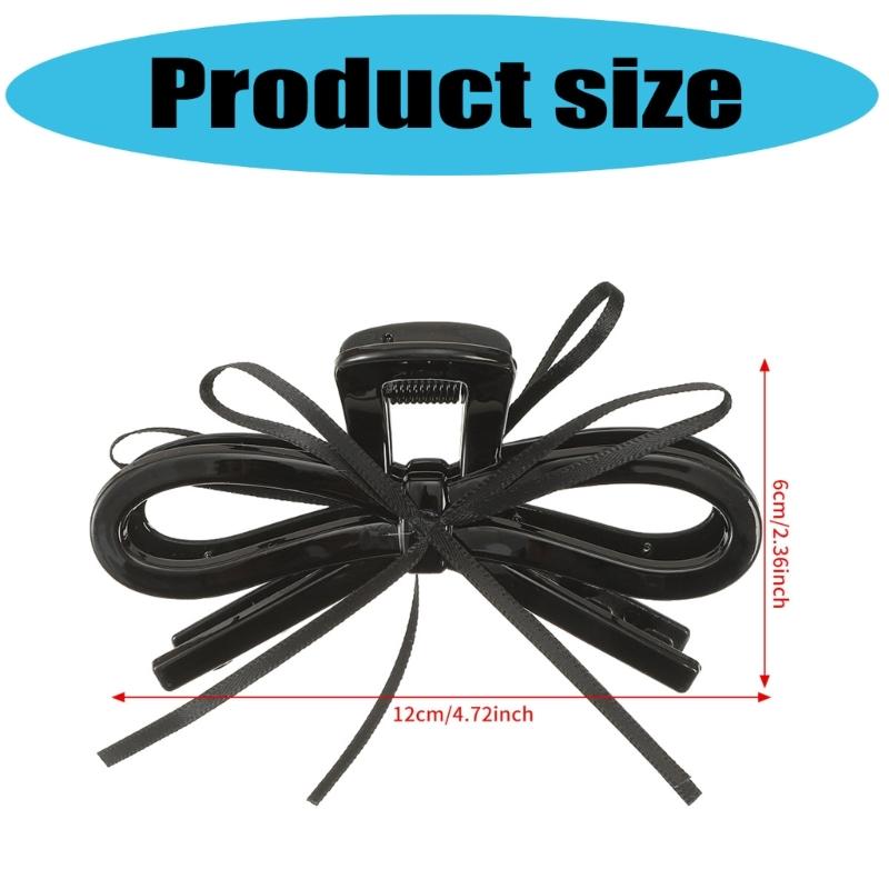 Lightweight Ergonomic Hair Claw Clip With Ribbon Bows Practical Acrylic Hairpin Hair Ornament For Office School Styling