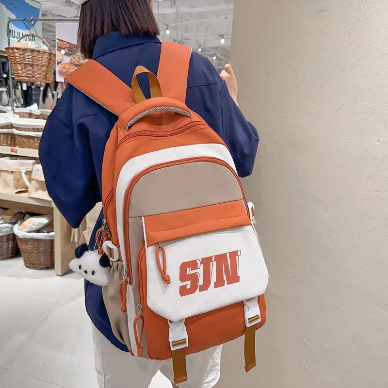 Kontrastfarbiger Schulranzen Studentenrucksack Leichtgewichtiger Wasserdichter Rucksack