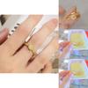 Minimalist And Stylish Open Design Square Sugar Yellow Crystal Ring For Women Gold Jewelry