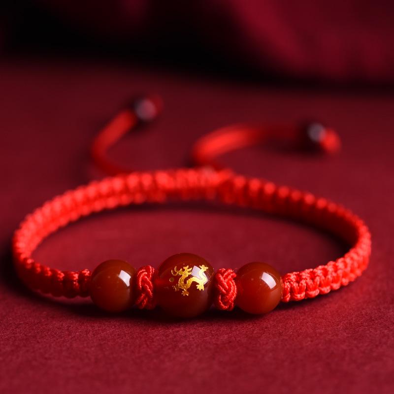 Chinese Zodiac Red Agate Bracelet for Men & Women - Year of Birth Lucky Bead, Putuo Mountain Inspired Style