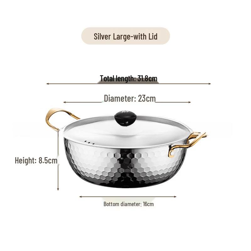 LISM Stainless Steel Ramen Noodle Pot with Lid