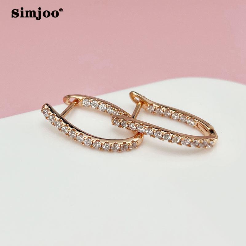 SIMJOO Rose Gold Ladies Earrings Cool Wind Fashion Irregular Zircon Earrings