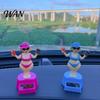 Solar Powered Car Toy Dashboard Decoration, Cute Beach Girl Swing ABS Plastic Decoration Ornament, Couple Style Dancing Figure for Vehicle Interior