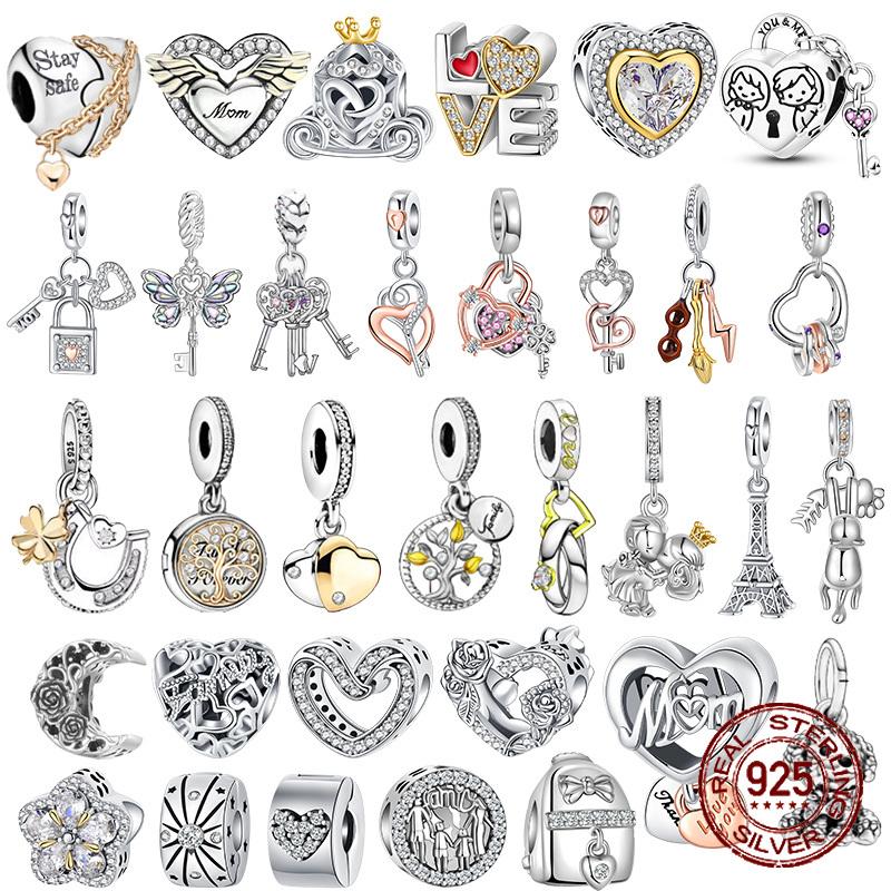 

S925 Стерлингового Серебра Бусина Золотой Замок В Форме Сердца День Рождения Свеча Шарм Подходит Оригинальный Браслет DIY Ювелирные Аксессуары