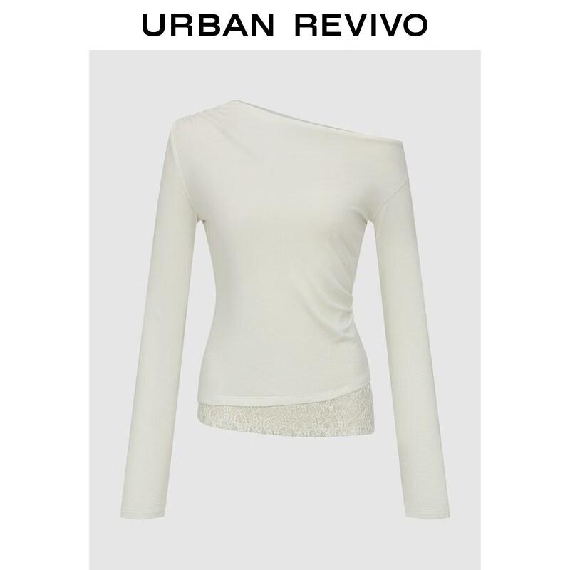 

UR Women s One-Shoulder Lace Patchwork T-Shirt L