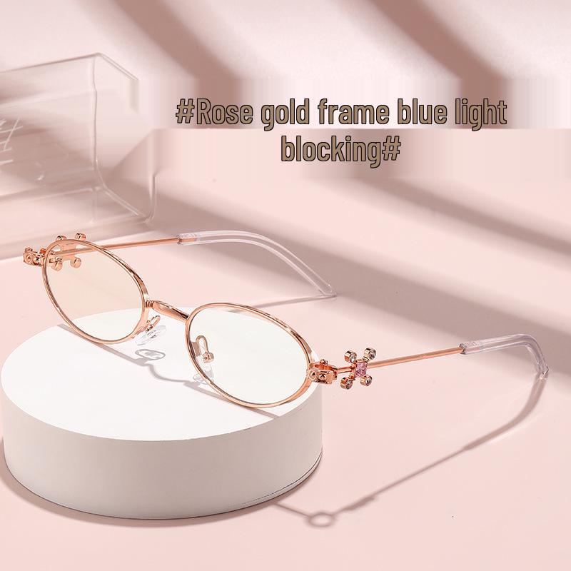 Women s Fashion Metal Diamond Temple Sunglasses with Anti-Blue Light Lenses - Ideal for Makeup and Streaming Glasses Only