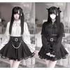 Blouse and Mini Cross Long Size L [MODKOKU] Women's Cape-Style 3-Piece Set, Skirt, Lace, Ruffles, Ribbons, Lolita, Design, Gothic, Lace-Up, Moe,