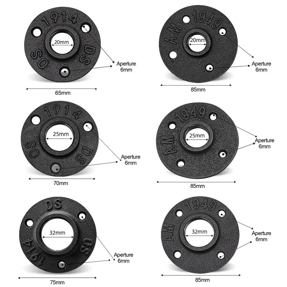 New Painted Floor Flange Black Industrial Vintage style Iron Pipe Flange With Threaded Hole Pipe Fittings Home