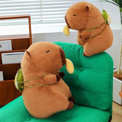 Novo Capivara fruta durião capivara pelúcia brinquedo almofada boneca porquinho da índia boneca mochila removível