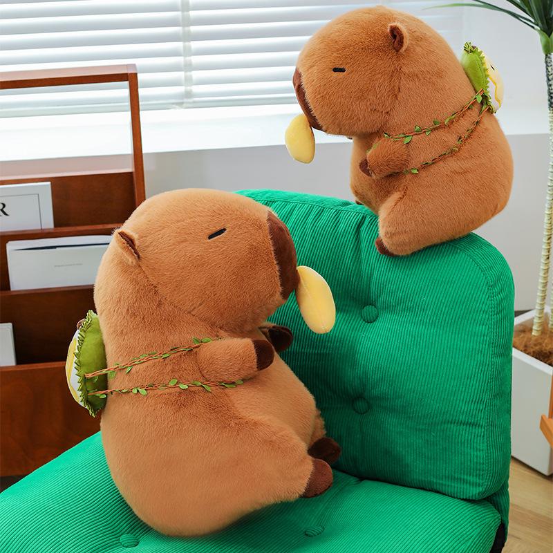 New Kapibara Fruit Durian Capybara Plush Toy Throw Pillow Guinea Pig Doll Doll Removable Backpack
