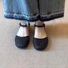 Spot version~ French woven hollow design outer wear soft leather sandals women's word with camellia round head flats