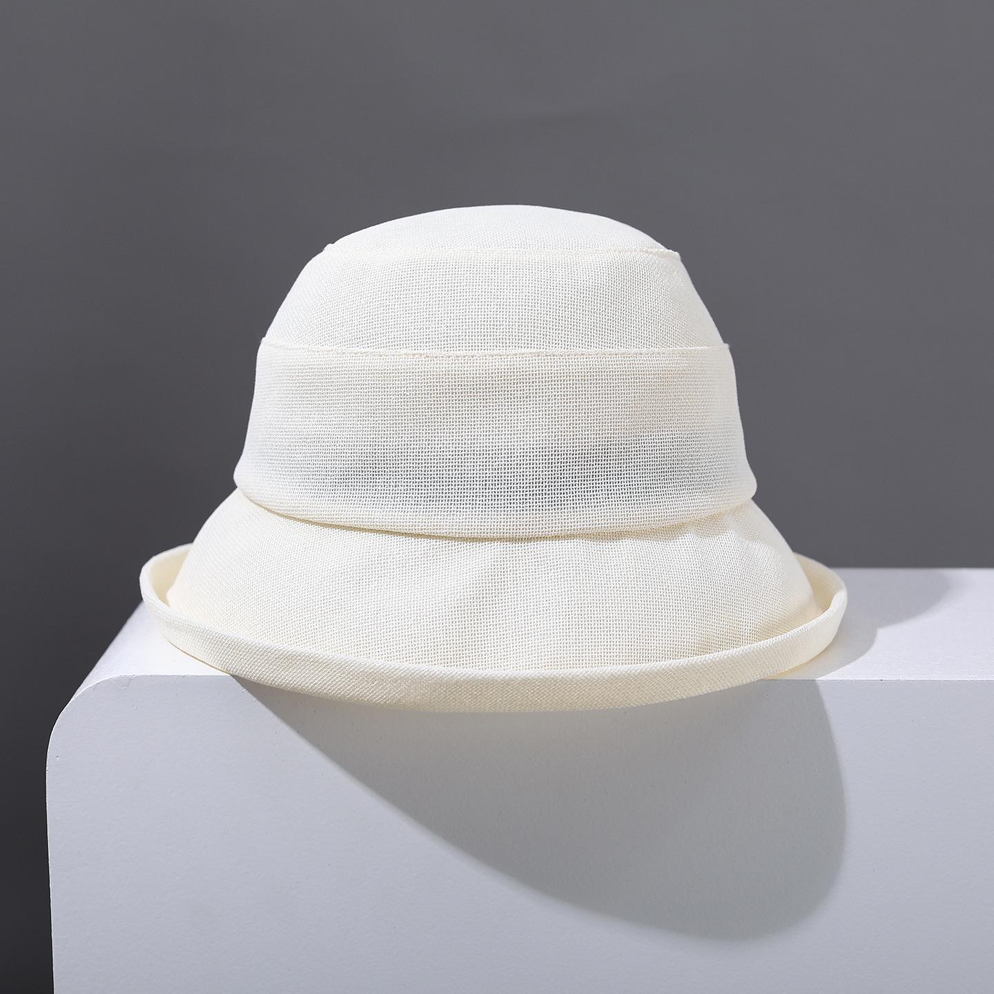 

High Quality New Rolled Edge Fisherman Hat Solid Color Wide Brim Basin Hat Sun Breathable Sunscreen Visor Cap Outdoor Beach 56-58CM