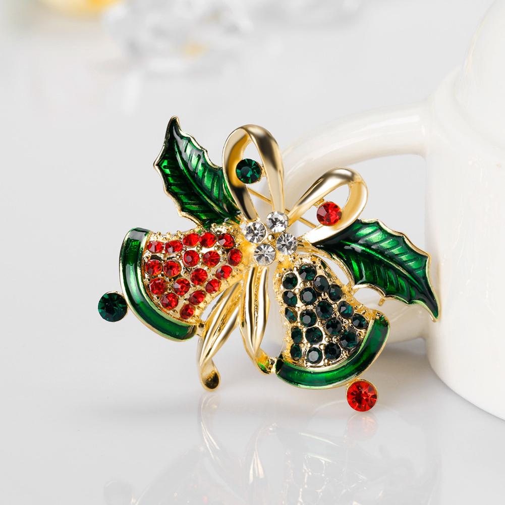 Women Delicate All Matching Vintage Style Bells Design Brooch Wear Decoration for Christmas