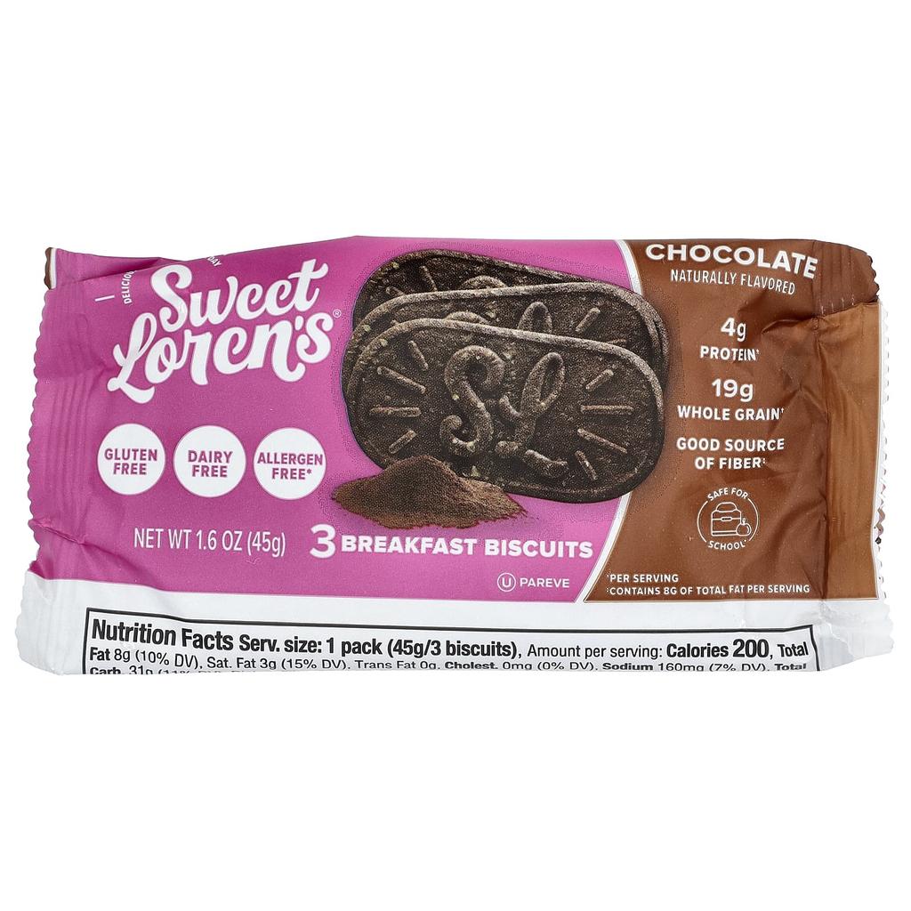 Sweet Loren's Breakfast Biscuits, Chocolate, 5 Pack, 45g (1.6oz) Each