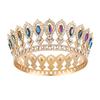 Round Princess Queen Tiara European Crystal Full Crown Metal Bridal Wedding Crowns  Birthday Party
