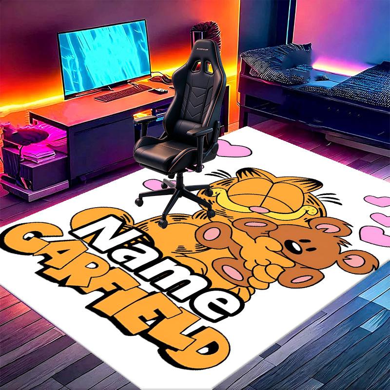 Custom Name Personalized Garfield Print Carpet, Versatile Home Decor Rug, for Playroom, Apartment, Balcony, Entryway, Hallway Gift