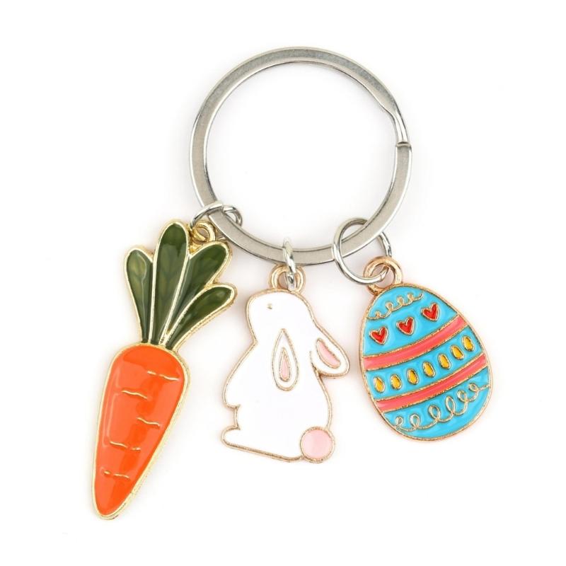 Sturdy Alloy Rabbits Keychain With Enameled Drip Designs For Keys Bags And Gifts