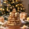 Weihnachtsparty Dekoration Holz Adventskalender, 24 Haus Countdown Display Ständer mit Baum Kalender Form, Festlicher Feiertag Tischplatte Regal