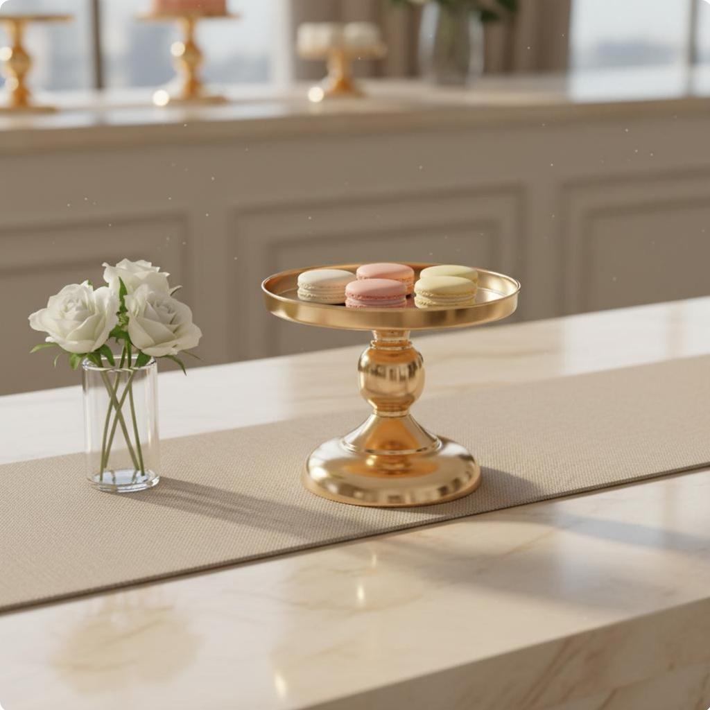 Gold Pedestal Cake Stand Wrought Iron Round Food Pedestal Servingware Versatile Party Supplies Elegant Design for Nuptials