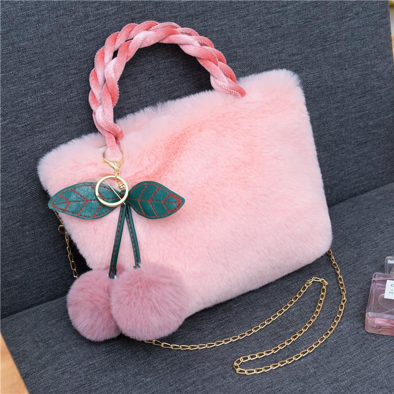 

Сумка Cherry Plush, ручная сумка через плечо с диагональным креплением, большая вместимость для девочек розовый