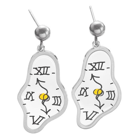 

1 Pair Women Earrings Lightweight Melting Clock Design Drop Earrings Artistic Roman Numerals