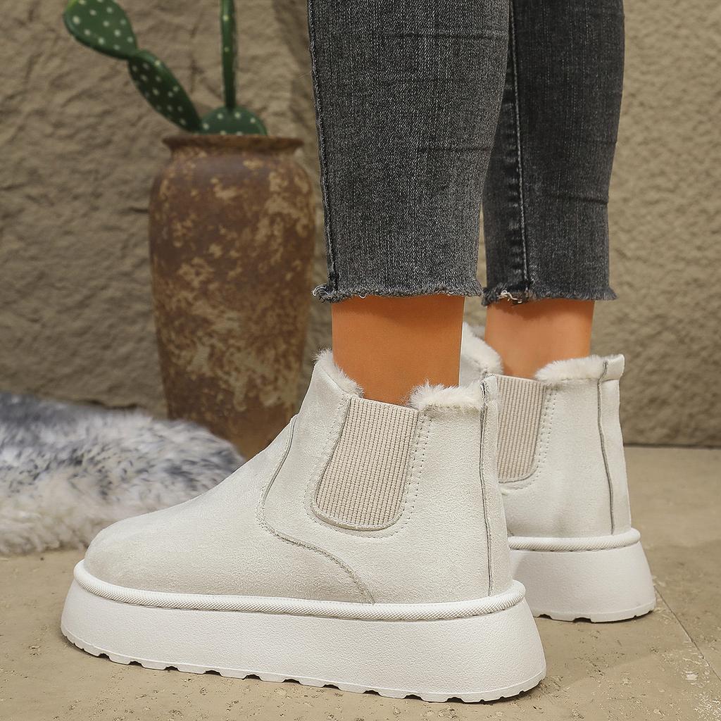 Fashion 2024Women's Boots Rubber Thick Sole Non Slip Platform Ankle Boot Plush Warm Snow Boots for Women Winter Cotton Boots Botas Mujer