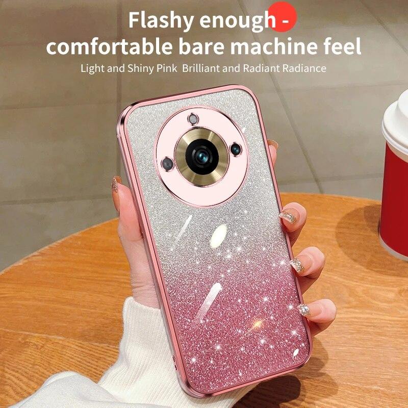 Fashion Plating Gradient Glitter Case For OPPO Realme 11 Pro 9 8 V25 V23 V13 C55 C53 C35 C33 C21Y Reno 10 5 Silicone Back Cover